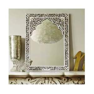 Cadre de miroir incrusté d'os personnalisable et écologique élégant avec des détails en pierre d'agate naturelle de style vintage - Product Image 6