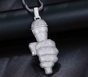 Pendentif pour microphone de chanteur avec diamant moissanite, style hip-hop, pour anniversaire et mariage - Product Image 1
