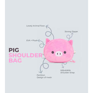 Kids' Pig Shoulder Bag Lightweight & Waterproof 3D Plush Design-Tykle Plush Purses - Product Image 3