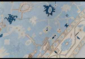 NOEUDS RUG bleu crème haute qualité noué à la main moderne Oushak tapis 5x7 pour salon hôtels chambre à coucher tapis brodé - Product Image 4