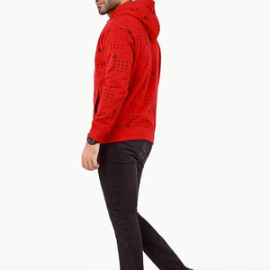 Sweat-shirt à capuche rouge pour homme, design OEM, 100% coton polyester, logo personnalisé, motif uni, tricot pour l'hiver - Product Image 6