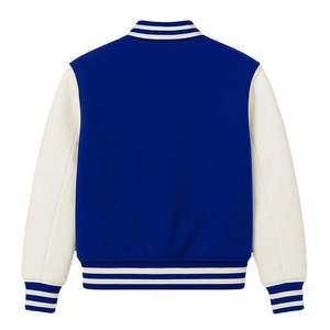 แจ็คเก็ตกีฬาเบสบอลสำหรับผู้ชายแจ็คเก็ตเลตเทอร์แมนสีดำผ้าขนสัตว์แขนเสื้อหนัง - Product Image 4