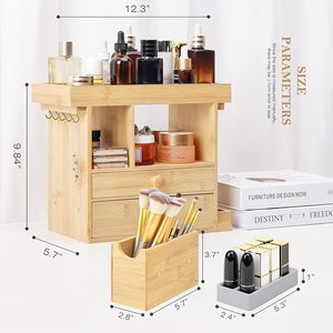 Mangowood <b>Makeup</b> Organizer Cosmetic Jewelry <b>Storage</b> Organizer Multi-Function Make up Box Stand <b>for</b> Vanity, Desk, Bathroom - Product Image 3