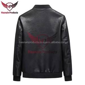 Blouson bombardier en cuir d'agneau véritable gris et noir élégant pour hommes pour l'hiver personnalisé en gros - Product Image 2