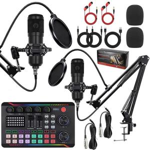 Kit de microphones doubles WEB BM800 avec carte son F998 Max, compatible 9 appareils pour l'enregistrement de podcasts - Product Image 1
