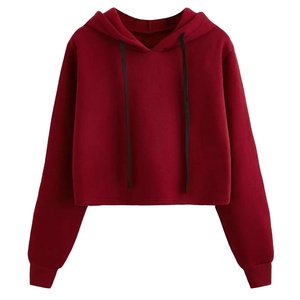 Custom Logo Crop <b>Top</b> Hoodie for Women With Embroidered Design Hooded Fitness Style for <b>Winter</b> Season - Product Image 1