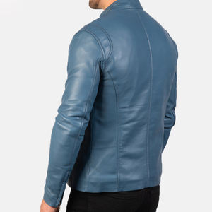 Chaqueta de cuero delgada de calidad superior para hombre estilo de invierno con estampado de soplo y cierre de cremallera Chaquetas Chaqueta para hombre - Product Image 4