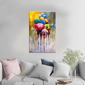 Tableau sur toile moderne et coloré : Art sur verre avec parapluies imprimés, TOILE ENVELOPPEE - Product Image 1