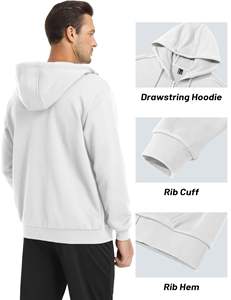 Usine directe hommes 100% coton polaire doublé sweat à capuche mode décontractée hiver athlétique sweat avec veste zippée et poche - Product Image 3