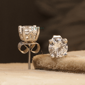 6.00MM Round Cut Moissanite Sterling Silver & Gold <b>Cute</b> Style Stud <b>Earrings</b> for Women - Product Image 3