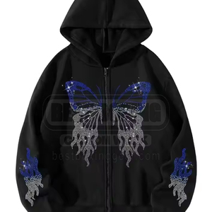 Mezcla de algodón hecho en Pakistán ropa personalizada para Hombre Sudaderas con diamantes de imitación nueva moda ropa de invierno sudaderas con diamantes de imitación - Product Image 1