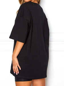 Camiseta de Algodón para Mujer, Corte Regular Informal, Color Sólido, Ropa de Calle Transpirable y Suave para Uso Diario, Logotipo Personalizado OEM/ODM, Venta al por Mayor - Product Image 4