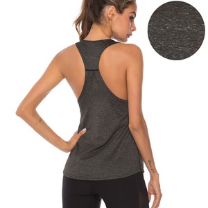 Camiseta sin mangas transpirable gris jaspeado con logotipo personalizado para mujer, Camiseta básica única para correr, impresión personalizada al por mayor - Product Image 6