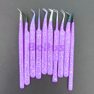 Ensemble de pinces à épiler en acier durable professionnelles tous les Styles de pointe Pince à cils à pointe en fibre Volume Outils de précision incurvés à botte droite - Product Image 1