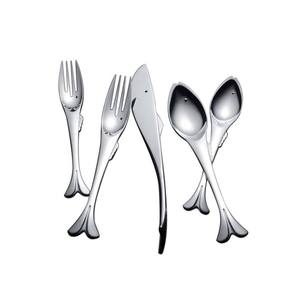 Juego de cubiertos de acero inoxidable de 5 piezas de estilo americano clásico con elegantes asas largas en tono plateado elegante y ecológico - Product Image 3