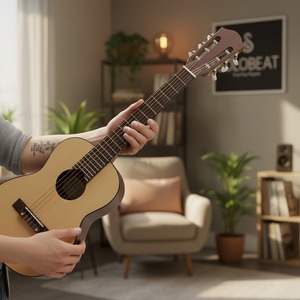 Guitarra Acústica Mini Premium Solobeat, Portátil, Ideal para Viajes, Mástil de Caoba Sungkai, Cuerpo de Madera Contrachapada, Diapasón, Fondo/Lados Mate - Product Image 1