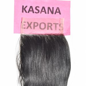 Extensions de cheveux humains vierges indiennes brutes non traitées de haute qualité 4*4 Closure Lace couleur naturelle noire pour femmes, vague profonde - Product Image 3