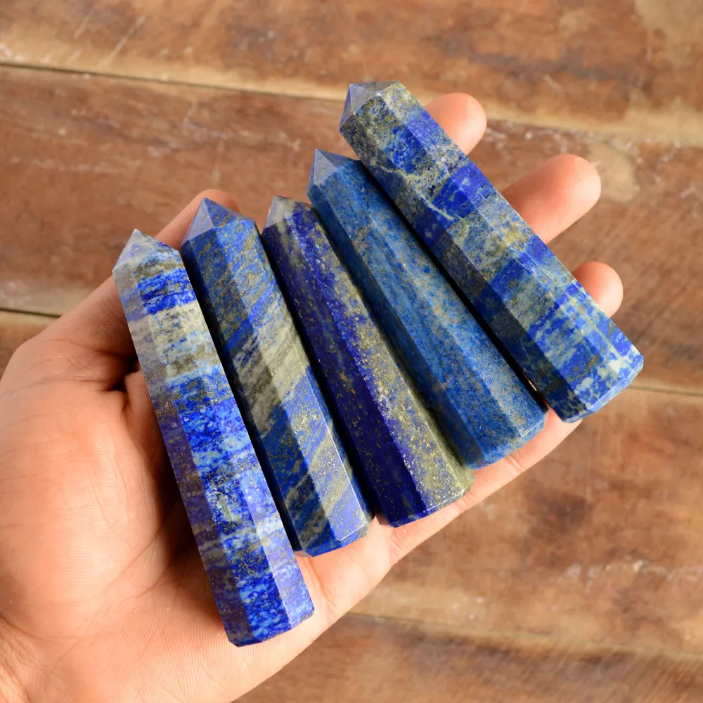 Seltene blaue Lapislazuli-Meditation Heilung Kristall turm Edelstein massage Lapis Zauberstab Reiki Chakra Single Point Stone Home Decor