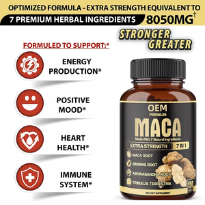 Cápsulas de Raíz de Maca Negra Orgánica de Marca Propia para Mujeres y Hombres, 500 mg por Porción, Natural, Vegano, Envase en Tambor, 60 Cápsulas - Product Image 2