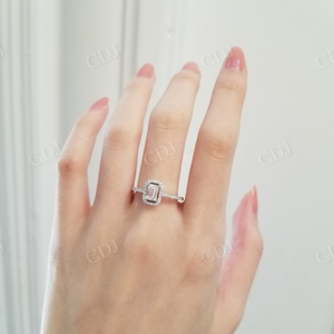 แหวนเพชรโมอิส0.50CT มรกต14K สีขาวทองครึ่งนิรันดร์แหวนหมั้นและแหวนแต่งงานสำหรับผู้หญิงผลิตในอินเดีย - Product Image 3