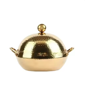 Lo último en Metal, acabado dorado de alta demanda, nueva cazuela hecha a mano para servir alimentos, almacenamiento de alimentos de lujo para restaurantes de Hotel en casa - Product Image 2