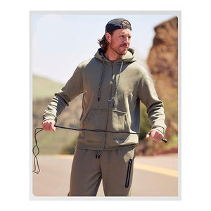 Conjunto Deportivo para Hombre con Sudadera con Cremallera y Pantalones Deportivos, Mezcla de Poliéster, Felpa Suave, con Bolsillos, para Correr, Invierno, Casual, Color Sólido - Product Image 3