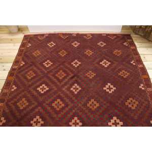 Tapis turc 5,8 x 10,8 pieds, grand tapis vintage, tapis en laine abstrait rouge - Product Image 3