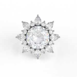 Exquisito anillo de compromiso de oro rosa con una piedra central de corte Marquesa para propuestas y ocasiones especiales disponibles para la venta - Product Image 4