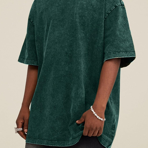 เสื้อยืดผู้ชายวินเทจซักกรดสะพายไหล่โอเวอร์ไซส์ - Product Image 2