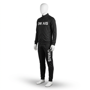 เสื้อแจ็คเก็ตแทร็คสีดำแบบซิปสำหรับผู้ชาย พร้อมโลโก้พิมพ์ลายยางนูนด้านหน้า คอตั้ง แขนยาว สไตล์สตรีทแวร์ เหมาะสำหรับใส่ในฤดูใบไม้ร่วง - Product Image 4