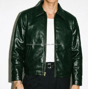 Chaqueta Bomber de Lona Transpirable con Estampado en Relieve de Cuero Genuino Color Bronceado de Alta Calidad para Hombre, Chaqueta de Invierno de Lujo con Cierre y Cuello Camisero - Product Image 2