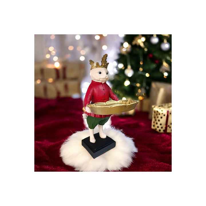 Cat with Tray, Cat Presenting Figurine, Presentation Holder, Candy Bowl