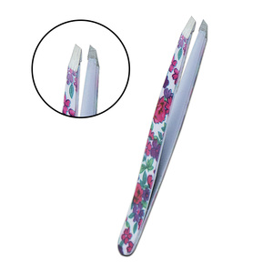 แหนบปลายเฉียงลายดอกไม้สีขาว ขนาด 9.7 ซม. ผลิตจากเหล็กกล้าคาร์บอนสูง ทำด้วยมือ ทนทาน น้ำหนักเบา ทันสมัย หรูหรา ระดับมืออาชีพ สำหรับตกแต่งคิ้วและขนคิ้วคุด - Product Image 3