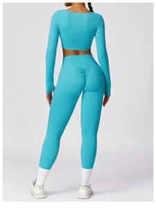 Ensemble de yoga et de sport pour femmes, manches longues, séchage rapide, ajusté, vêtements de sport et de course à pied - Product Image 4