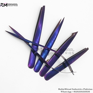 Pinzas para Cejas con Punta Inclinada de Plasma Morado, Acero Inoxidable, Empaque Personalizado, Nuevo Estilo, Gran Demanda - Product Image 5