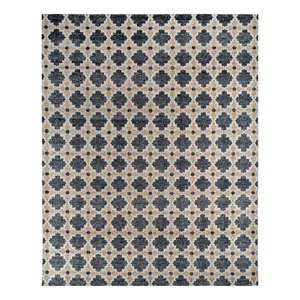 Tapis en laine noués à la main Erbe Blue, motif géométrique rectangulaire pour la décoration de la maison, salon, 9x12, grand rectangle GS-1085 - Product Image 1