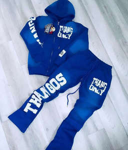 Ensemble de survêtement grec surdimensionné de haute qualité, respirant, personnalisé, à la mode, avec impression de lettres audacieuses, pour hommes - Product Image 1