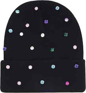 Bonnet d'hiver unisexe en tricot avec détails en strass multi-cristaux, couvre-chef en acrylique pour les commandes en gros - Product Image 3