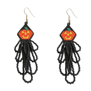 Pendientes bordados de cuentas de semillas de Halloween para niños Pendientes de cuentas de semillas de diseño elegante Pendientes de cuentas de semillas hechos a mano puros - Product Image 5