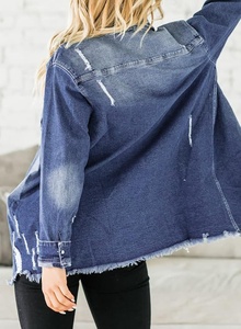 Women's Oversized Vintage Denim <b>Jean</b> Jacket Long Sleeve Casual Fall Outfits with Cotton Filling <b>Button</b> Decoration Jacket - Product Image 2