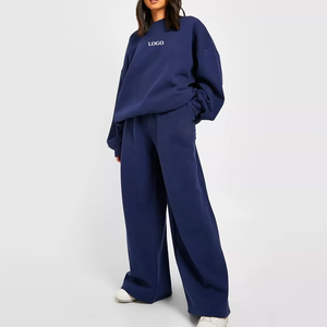 Último diseño de chándal de algodón, chándal suelto de manga larga, ropa informal transpirable de secado rápido, Color sólido - Product Image 1