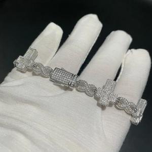 925 Sterling Silver Iced Out Moissanite Diamond Bracelet VVS / Hip Hop Bijoux Moissanite Round Cut Diamond Fancy Bracelet - Product Image 3