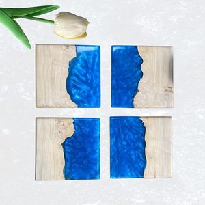 Handmade Wood Epoxy <b>Table</b> <b>Coaster</b> Royal Look Beaded Design for Hotel & Restaurant for <b>Table</b> Decorative & Gift Use - Product Image 1