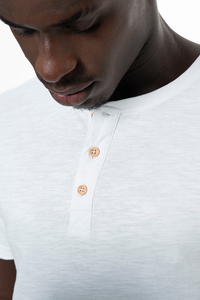 Manches courtes Muscle Gym Henley t-shirts hommes vêtements de Fitness Slim Fit t-shirts hauts hommes 100% coton Polyester t-shirts hommes - Product Image 4