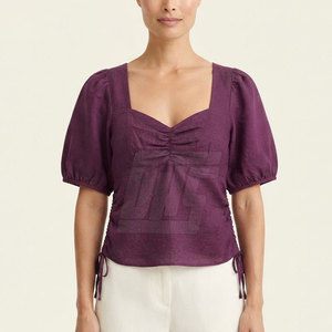 Stylish <b>Women</b> <b>Beach</b> Top Casual Summer Crop <b>Shirt</b> Lightweight Vacation Resort Wear Shorts Sleeve Holiday Fashion Clothing - Product Image 3