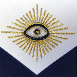 Nuevos Delantales Masónicos Ajustables Personalizados con Bordado 3D en Terciopelo y Bordado a Mano en Oro, Hechos en Pakistán - Product Image 2