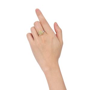 Conjunto de anillo de compromiso de Halo doble de diamante amarillo elegante de corte de pera de lujo 6Ct Moissanite 14K joyería de boda de oro - Product Image 6