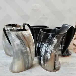 High Quality Viking Wine Horn Coffee <b>Mug</b> <b>Set</b> Unique Design Reusable and Disposable Buffalo Horn Carved Drinking Horn <b>Mug</b> - Product Image 4
