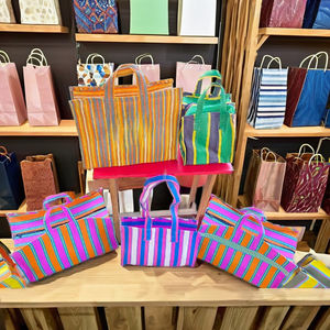 Nylon recyclé PP tissé rayé Handloom sacs à provisions réutilisable écologique Kapadavala utilisation promotionnelle Logo personnalisé fait - Product Image 3