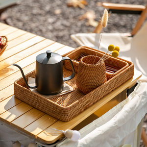 Proveedor de confianza, bandeja de decoración cuadrada rectangular de ratán natural ecológica, Juego de 3 bandejas rectangulares para almacenamiento en el hogar - Product Image 6